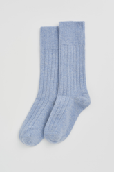 Morning Blue Merino Bed Socks: Morning Blue
