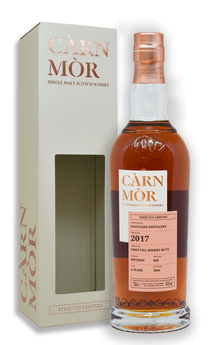 Carn Mor Daluaine 6yo, Single Malt Whisky, 70cl bottle with packaging displayed.