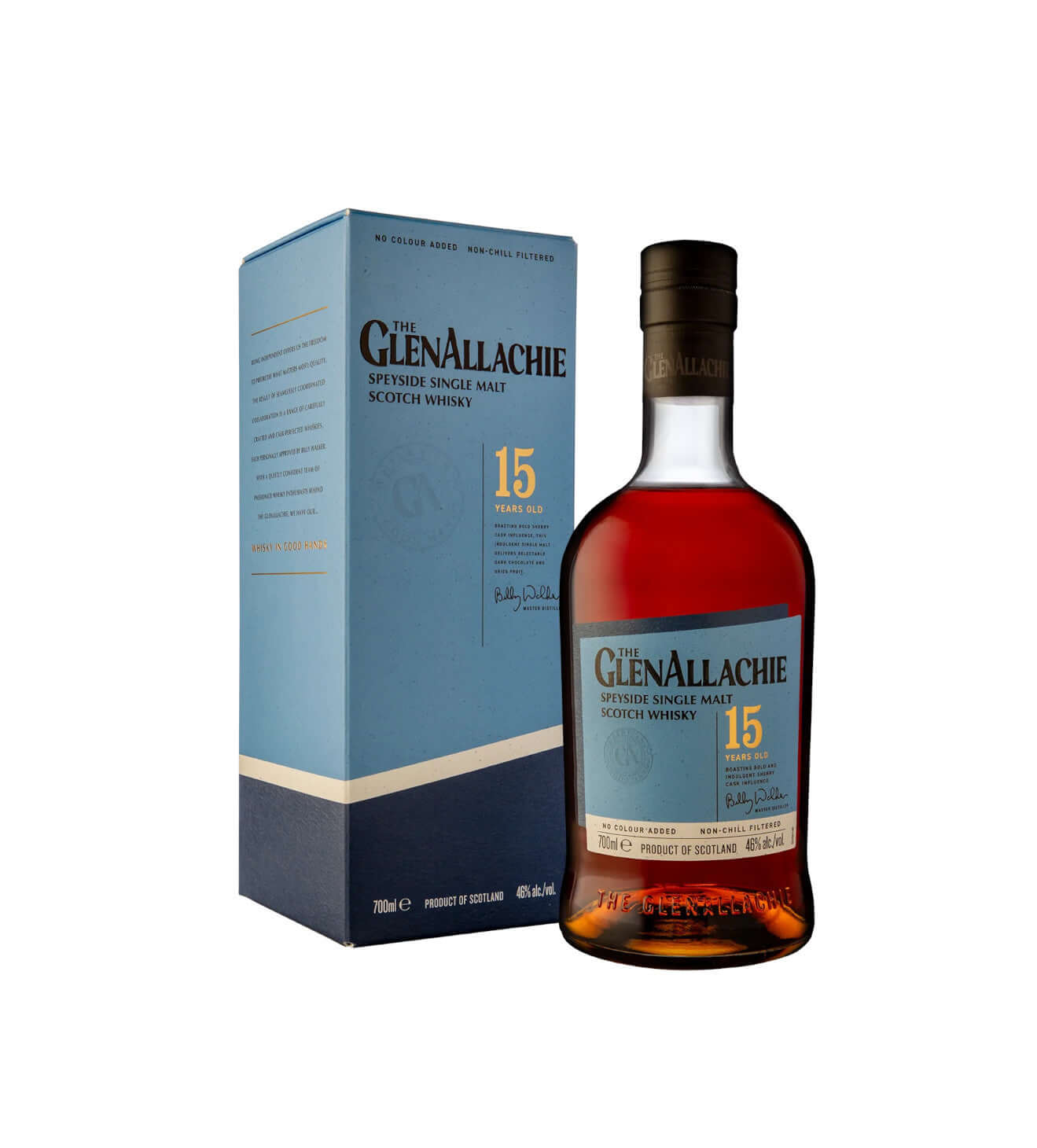Glenallachie 15 year old, Single Malt Whisky, 70cl in bottle with packaging, showcasing intense flavors.