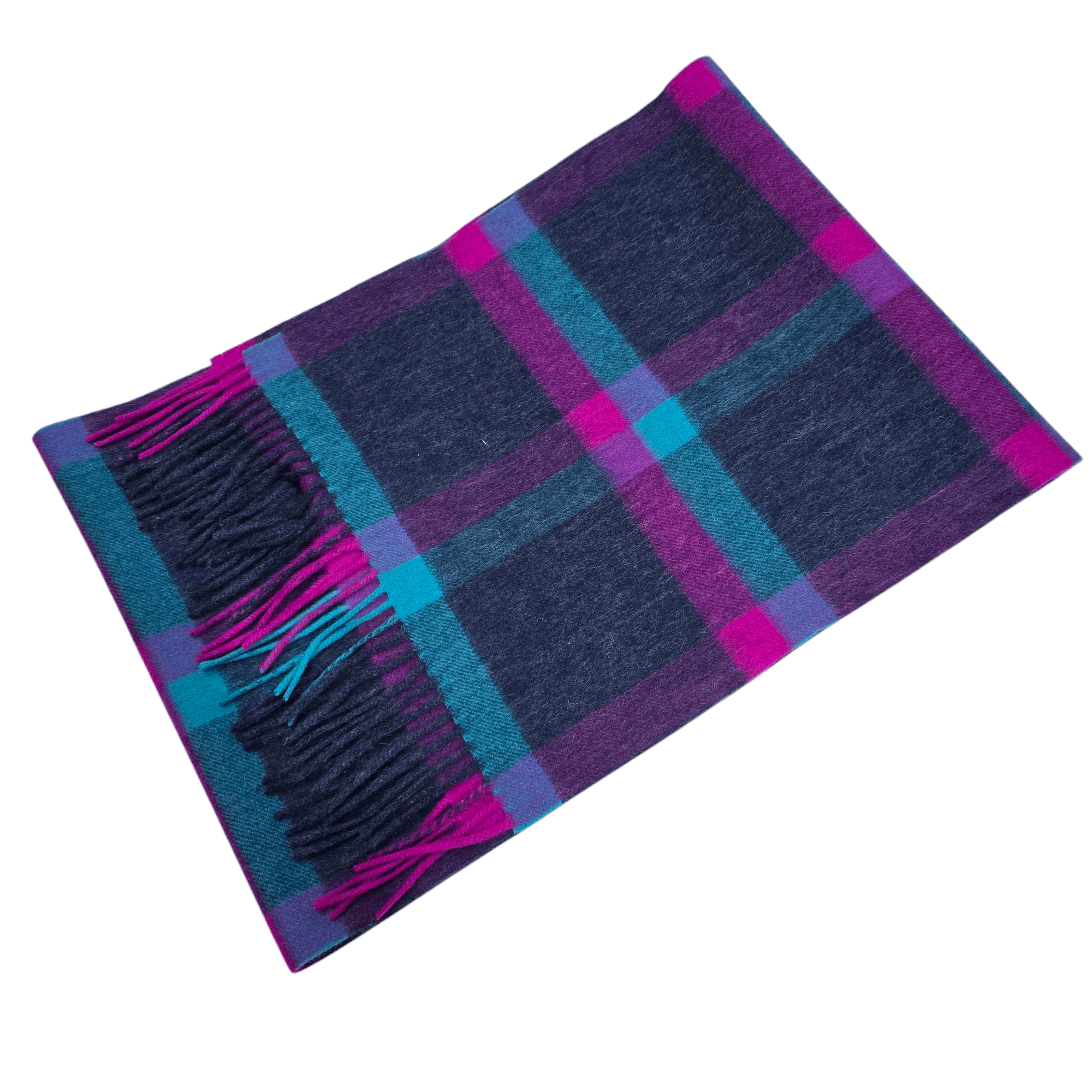 Lambswool Ladies Gents Tartan Check Scarf - Blue, Pink, Navy