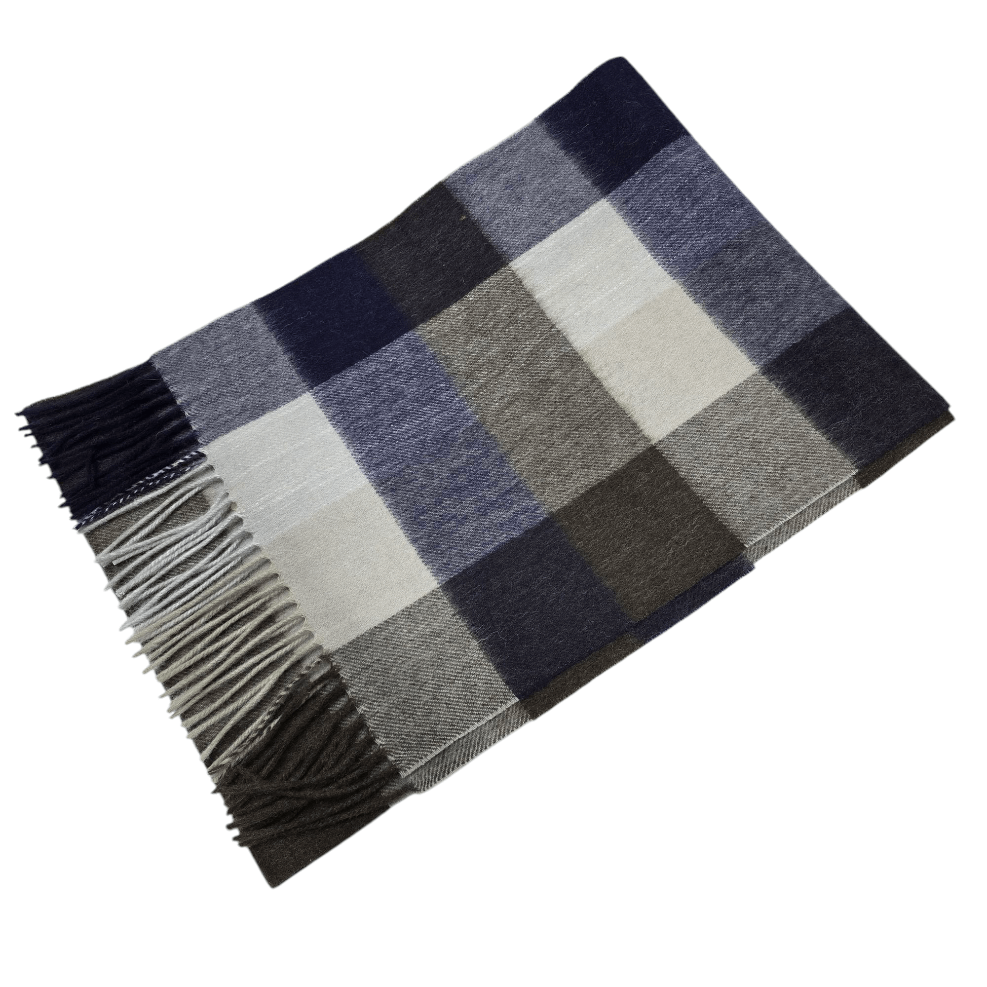 Lambswool Ladies Gents Tartan Check Scarf - Grey, Black, Blue, White