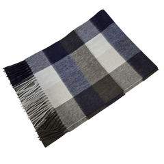 Lambswool Ladies Gents Tartan Check Scarf - Grey, Black, Blue, White
