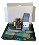 Scottish Gift Hamper – Blue Luxury Snuggle Box with Whisky & Chocolate