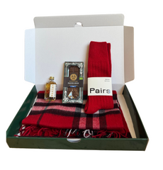 Scottish Gift Hamper – Red Luxury Snuggle Box with Whisky & Chocolate