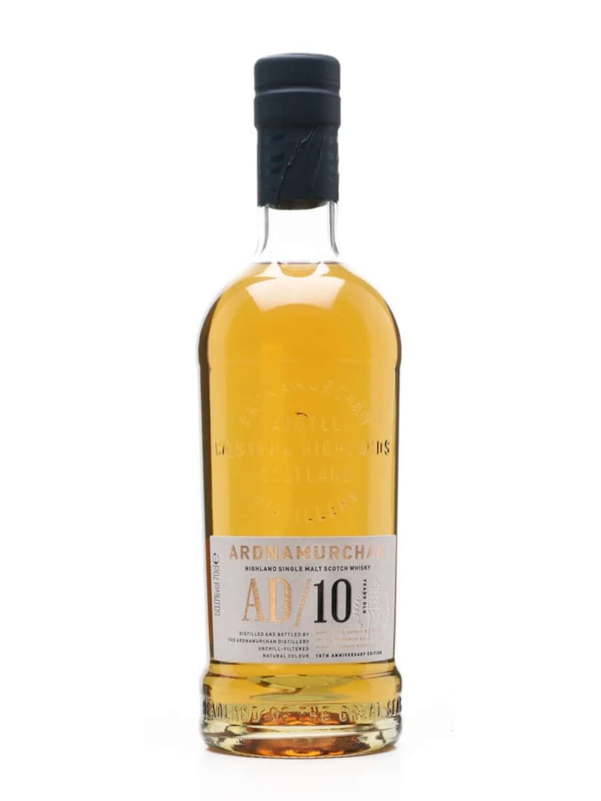 Ardnamurchan 10 Year Old,70cl bottle showcasing tropical fruit flavors and a waxy texture.