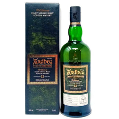 Ardbeg 22 Year old Limited Edition, Single Malt Whisky, 70cl with distinctive green bottle and detailed packaging.