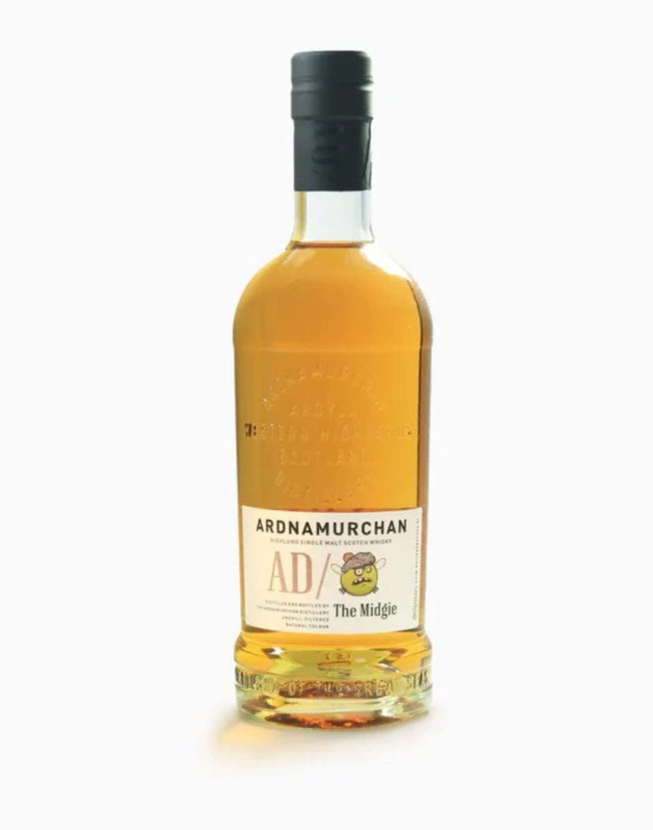 Ardnamurchan The Midgie, 70cl bottle showcasing its distinct label and amber liquid.