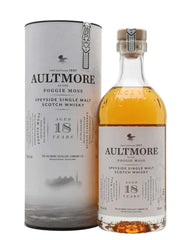 Aultmore 18 year old, Single Malt Whisky, 70cl in a decorative box with an elegant bottle design.