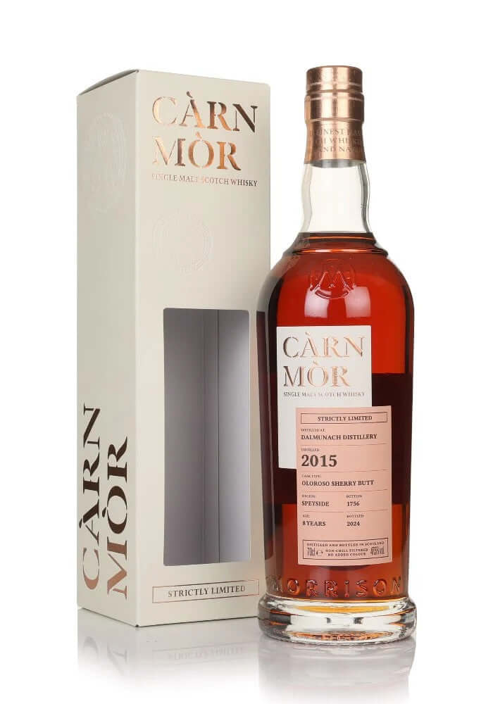 Carn Mor Dalmunach 8yo, Single Malt Whisky, 70cl bottle and packaging, Speyside whisky.