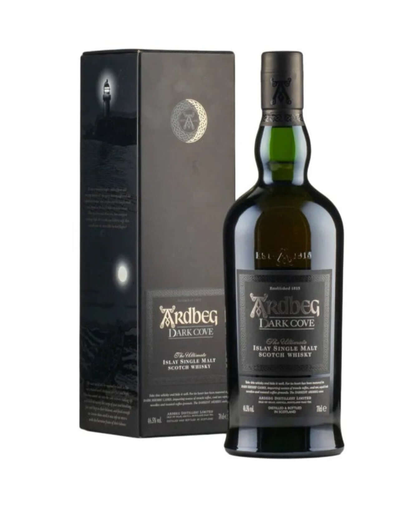 Ardbeg Dark Cove,Limited Edition, Single Malt Whisky, 70cl with dark bottle and box packaging.