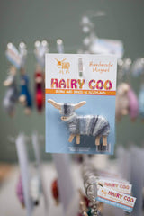 Handmade Highland Cow Magnet - Born and Bred in Scotland, colorful and handcrafted Hairy Coo magnet display.