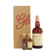 Glenfarclas 15 year old Tasting Pack featuring a full bottle and mini bottles of Glenfarclas whisky.