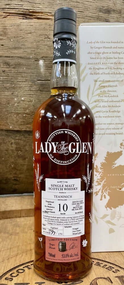Lady of the Glen Teaninich 10yo, Single Malt Whisky, 70cl product image showcasing the bottle and packaging.