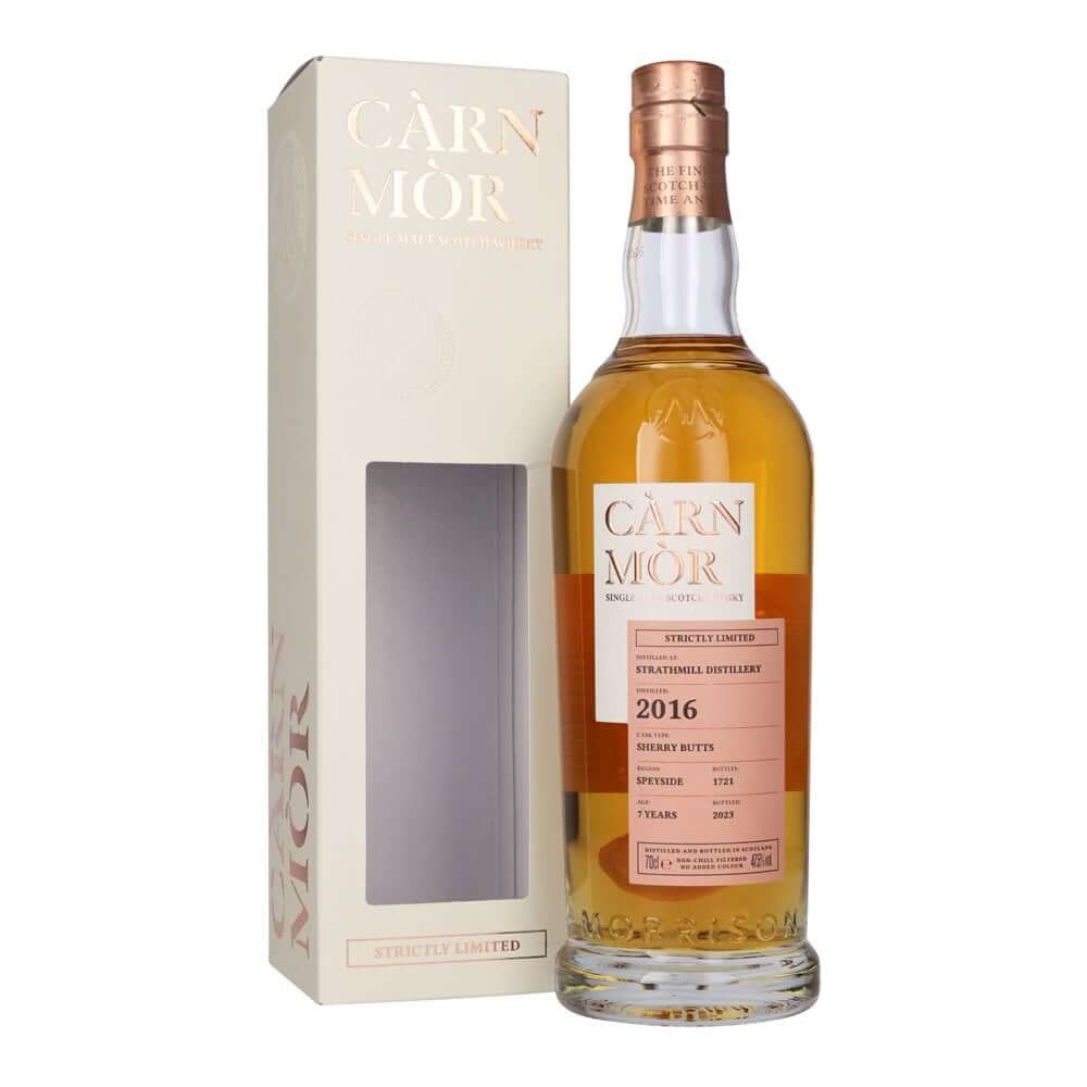 Strathmill 7 Year Old - 2016 | Càrn Mòr Strictly Limited whisky bottle and packaging.