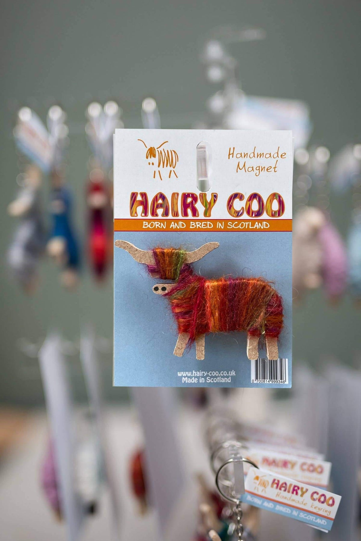 Handmade Highland Cow Magnet - Born and Bred in Scotland, colorful Hairy Coo magnet handcrafted in Scotland.