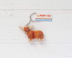 Handmade Highland Cow Keyring - Born and Bred in Scotland: Cameron