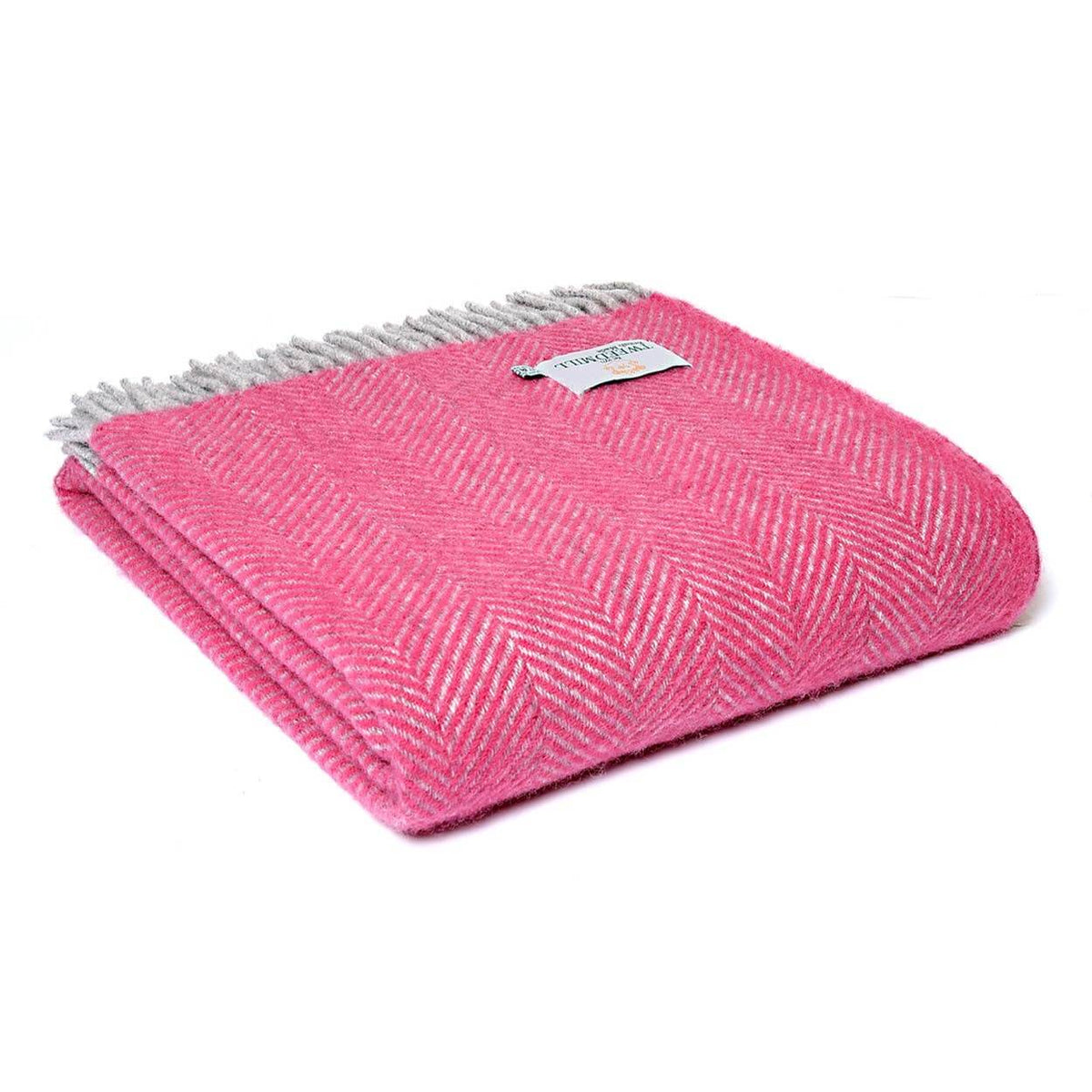 Blanket Pure 100% New Wool -  Pink & Silver