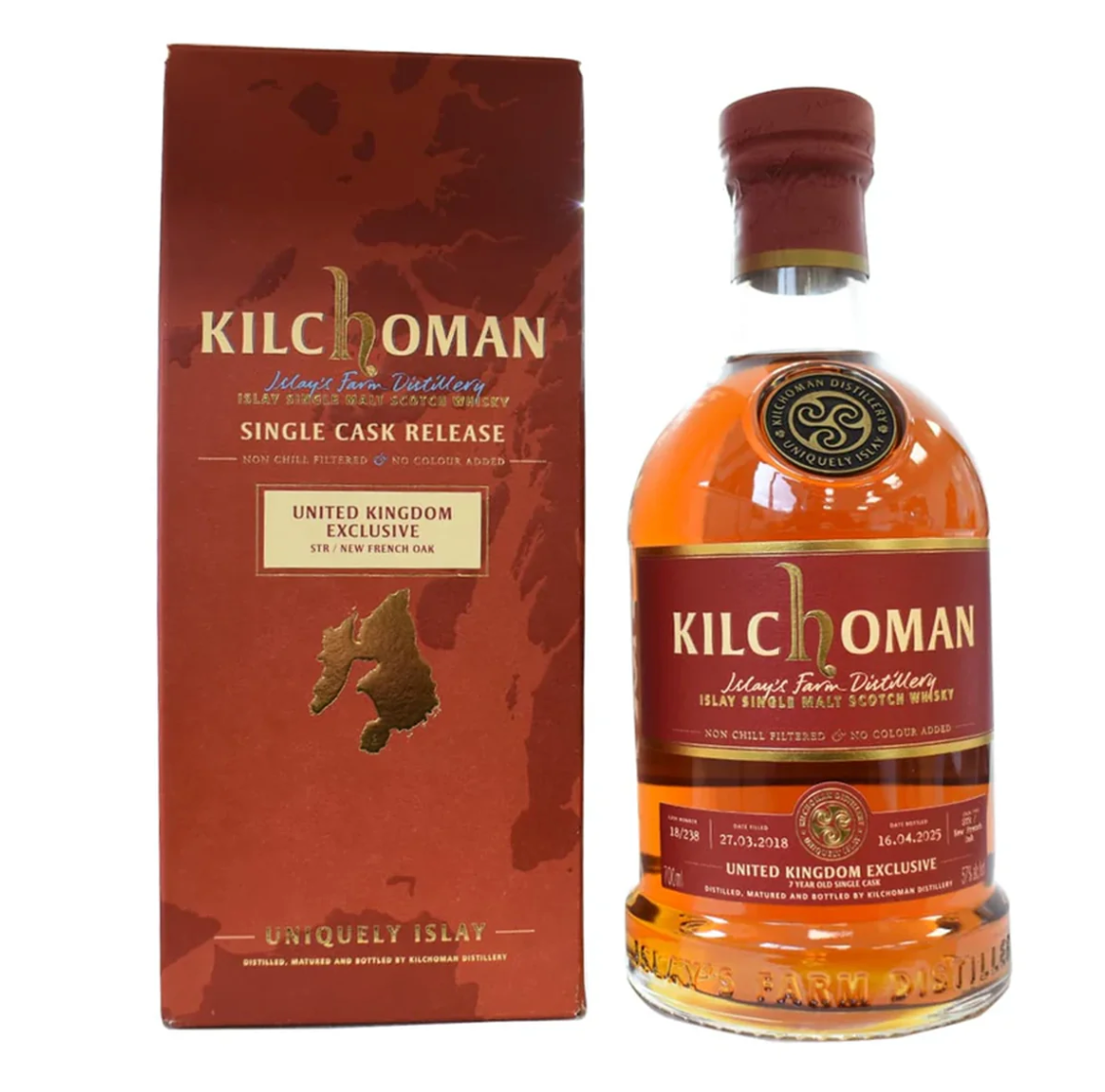 Kilchoman UK Exclusive single cask, 7 year old Whisky, 70cl 