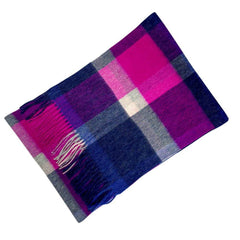 Lambswool Ladies Gents Plaid Tartan Check Scarf - Pink, Blue, Black, White
