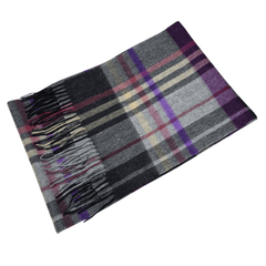 Lambswool Ladies Gents Tartan Check Scarf - Black, Purple, Grey, White, Yellow 