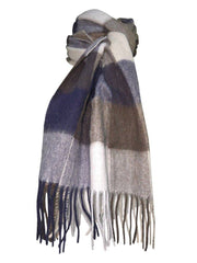 Lambswool Ladies Gents Tartan Check Scarf - Grey, Black, Blue, White 