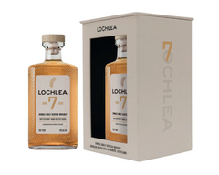 Lochlea 7 Year Old single malt Scotch whisky bottle and packaging, limited edition, 50% ABV.