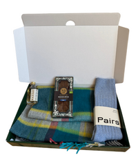 Scottish Gift Hamper – Blue Luxury Snuggle Box with Whisky & Chocolate 