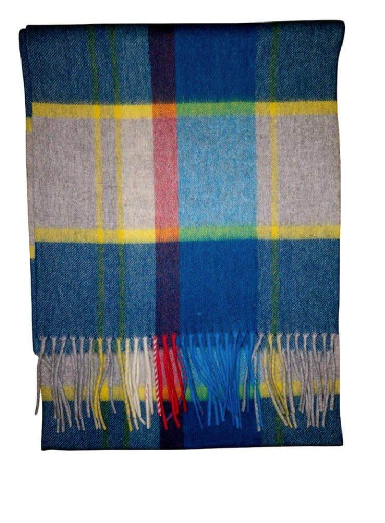 Scottish Lambswool Scarf in Blue Tartan 