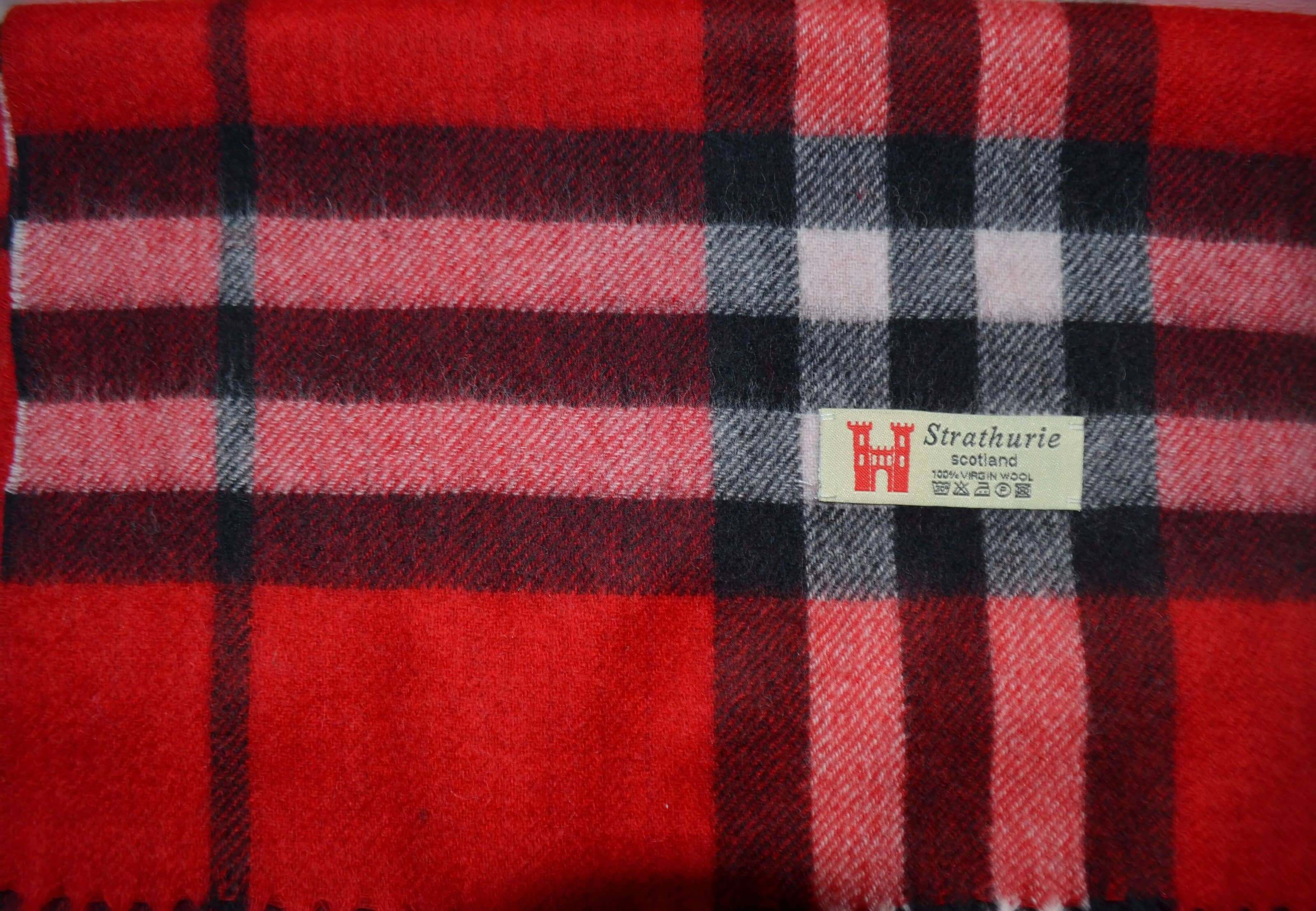 Scottish Tartan Scarf Red, Black, White Tartan 