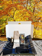 Scottish Gift Hamper – Blue & Cream Luxury Snuggle Box with Whisky & Chocolate