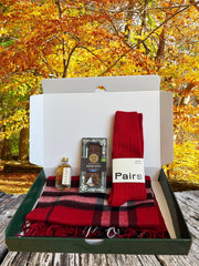 Scottish Gift Hamper – Red Luxury Snuggle Box with Whisky & Chocolate
