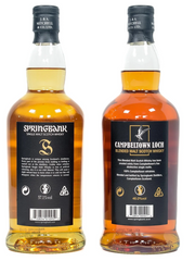 Springbank 5 Year Old 100 Proof & Campbeltown Loch back of bottles