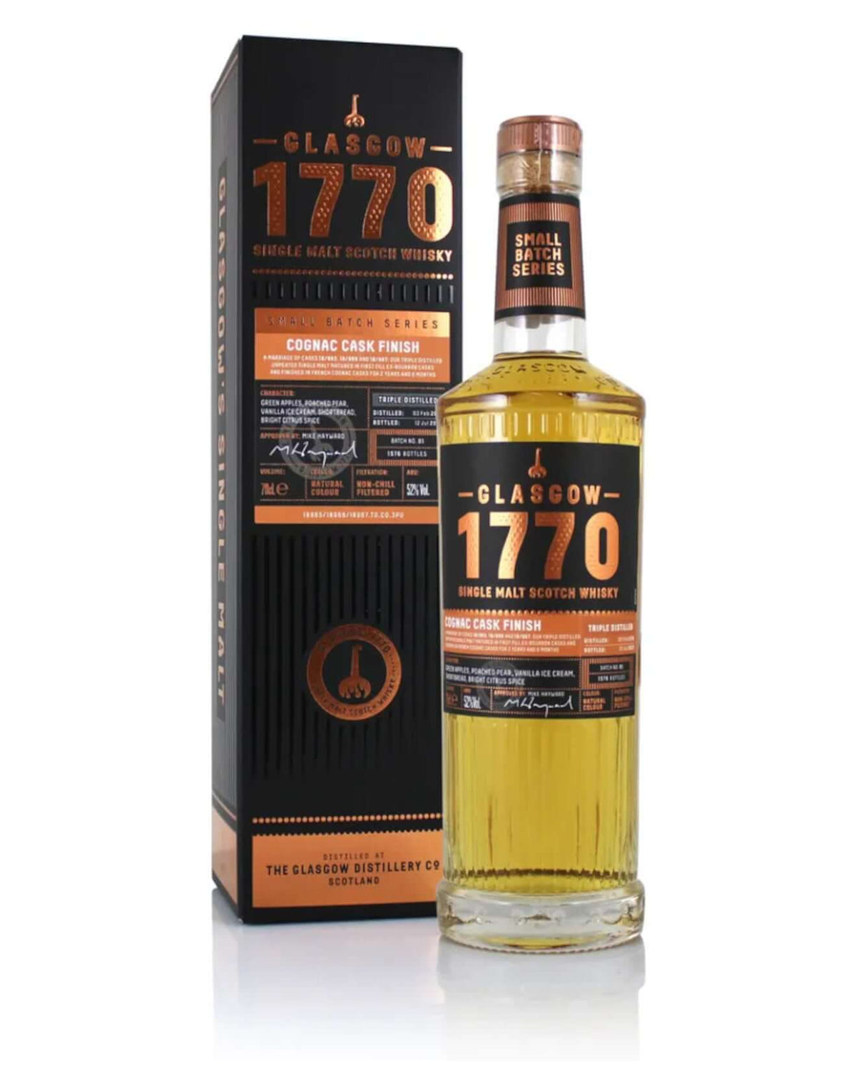 Glasgow 1770 Cognac Cask Finish Triple Distilled Batch 01