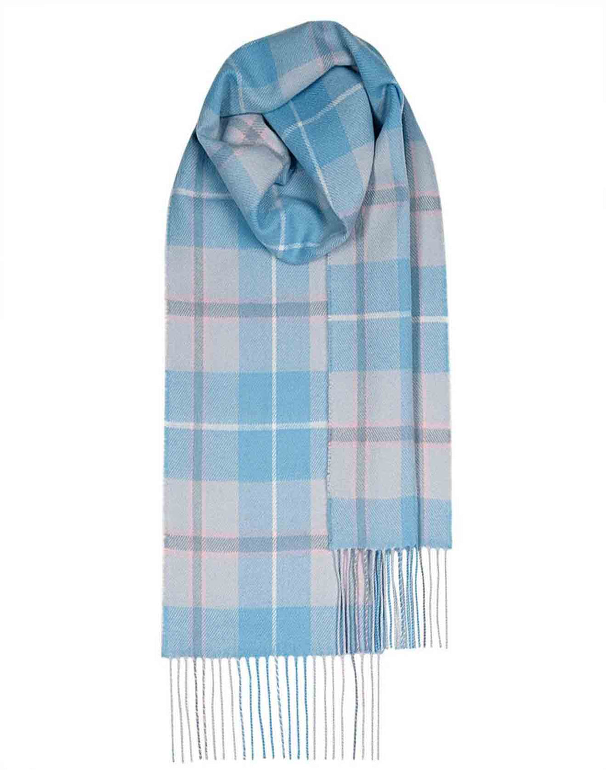 BLUE CHECK 100% LAMBSWOOL SCARF - MADE IN SCOTLAND