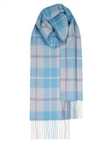 BLUE CHECK 100% LAMBSWOOL SCARF - MADE IN SCOTLAND